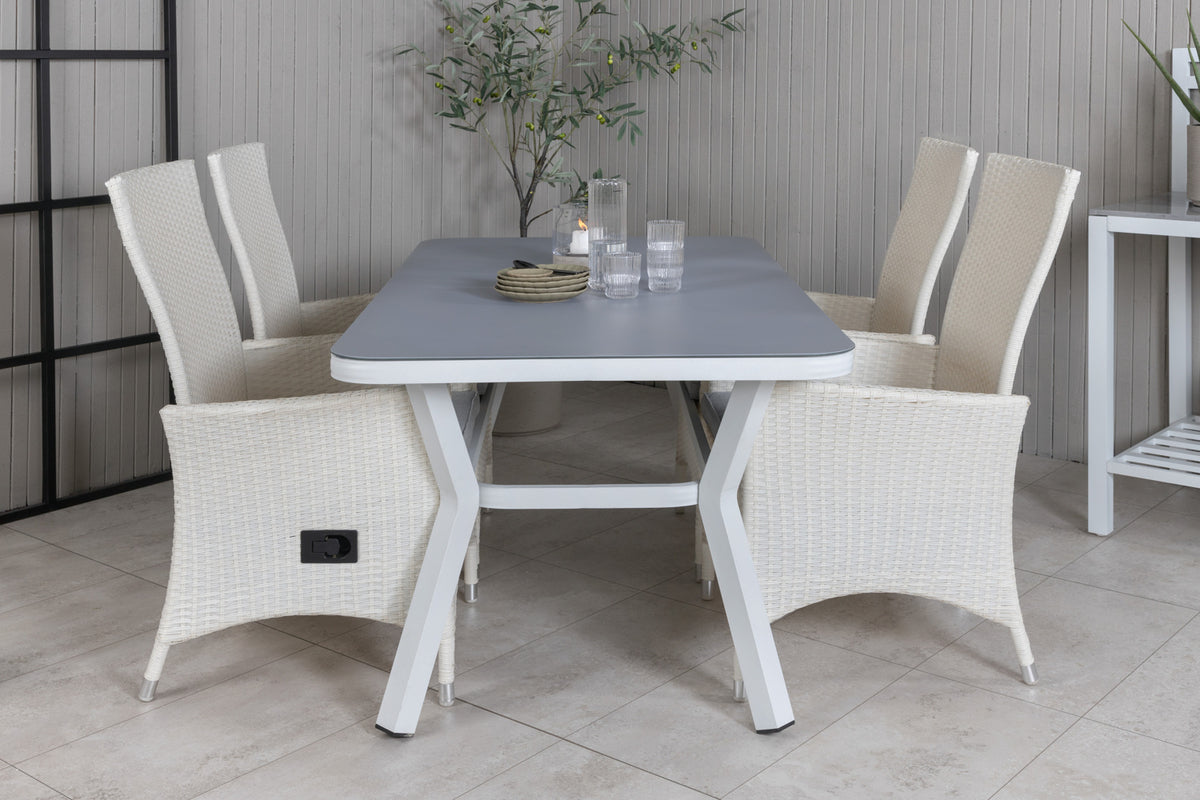 Venture Design Virya & Padova Matbord 160 x 90 + Reclinerstolar Vit