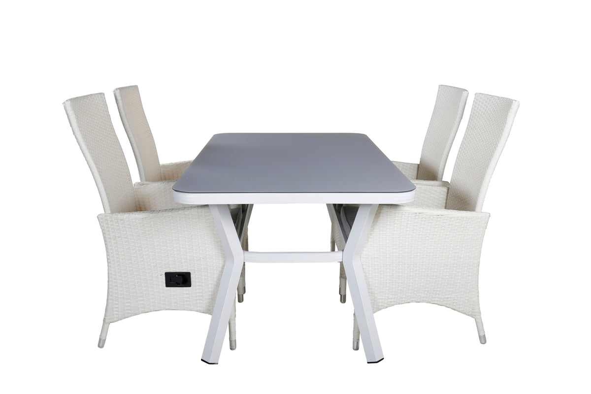 Venture Design Virya & Padova Matbord 160 x 90 + Reclinerstolar Vit