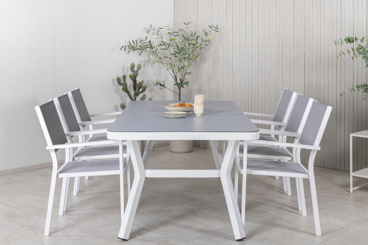 Venture Design Virya & Copacabana Rektangulära Matbord 200 x 100 Vit + Matstolar
