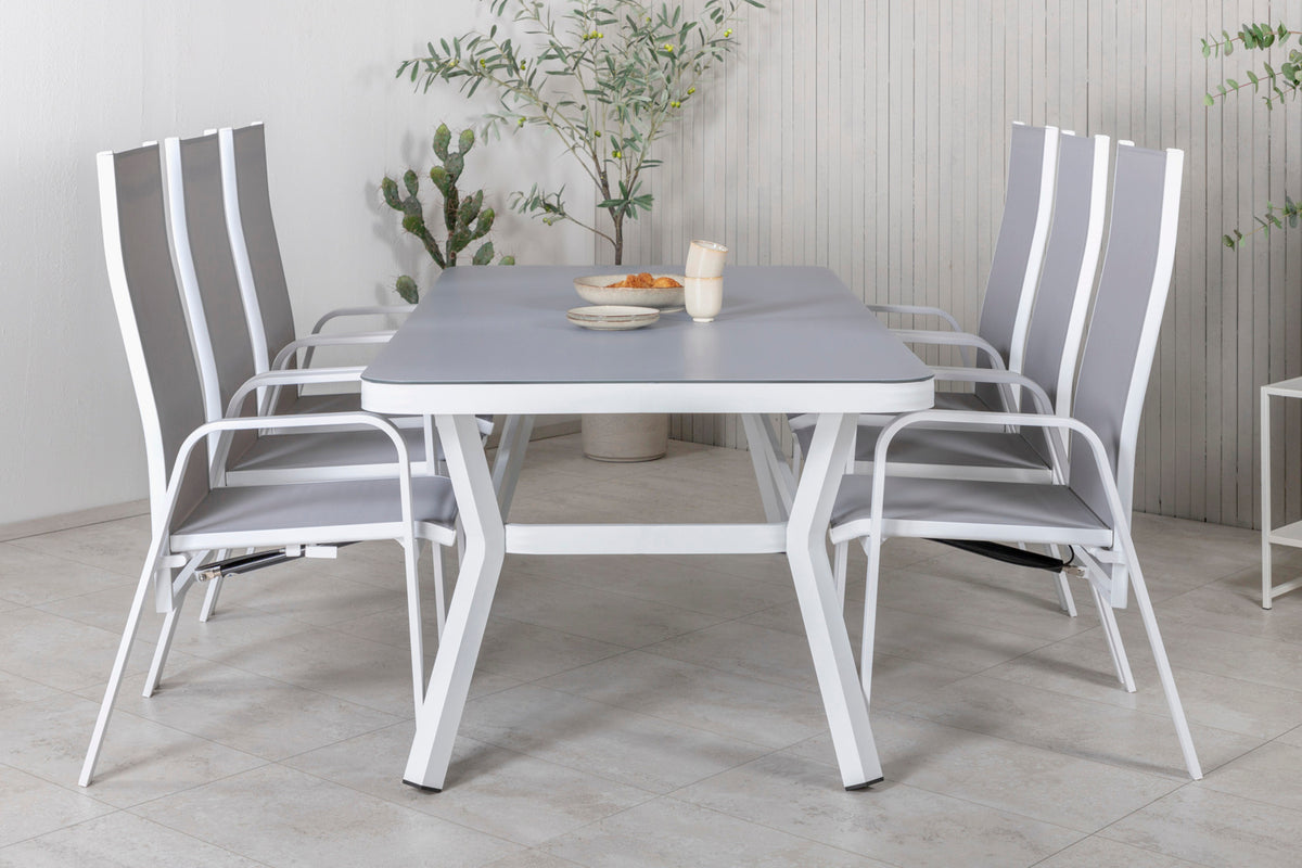 Venture Design Virya & Copacabana Matbord 200x100 + Reclinerstolar Grå