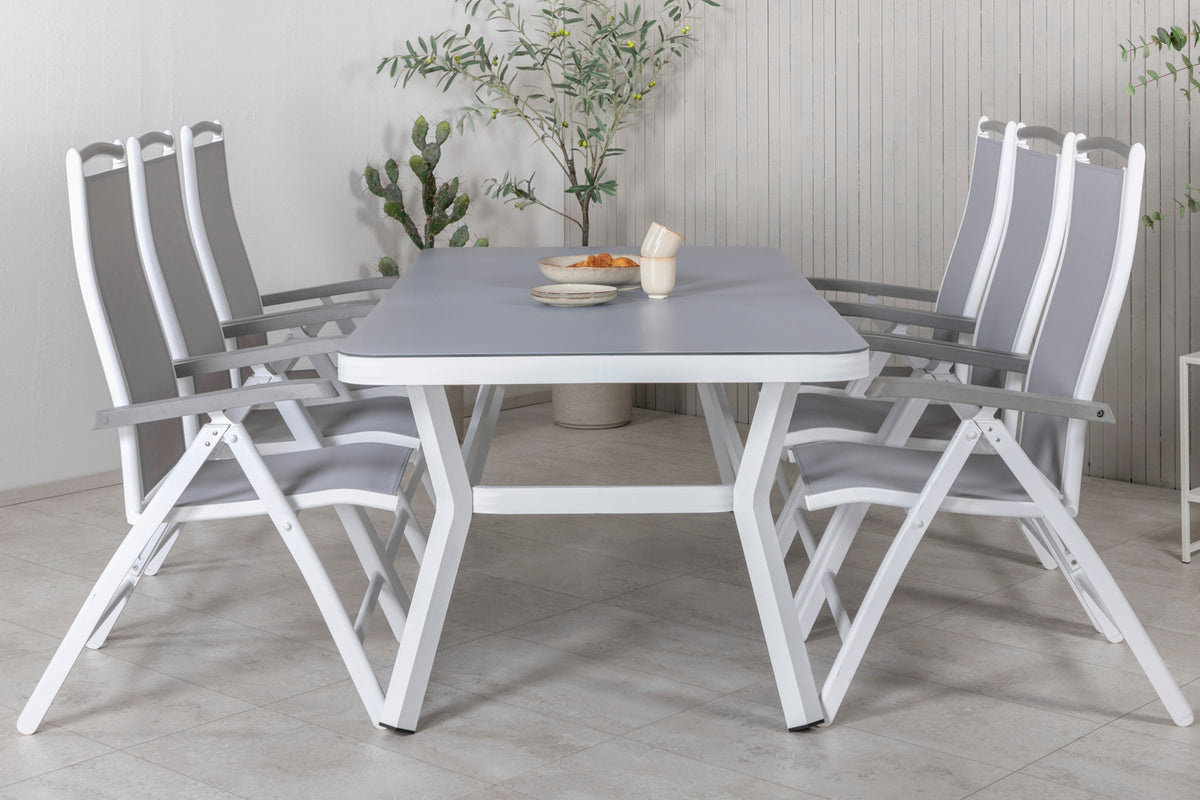 Venture Design Virya & Albany Rektangulära Matbord 200 x 100 Vit + Positionsstolar 2-pack Vit