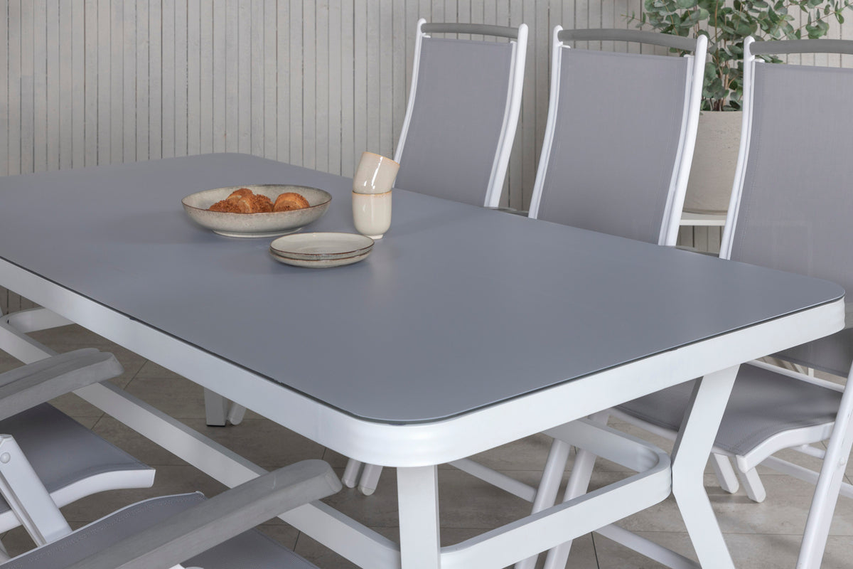 Venture Design Virya & Albany Rektangulära Matbord 200 x 100 Vit + Positionsstolar 2-pack Vit
