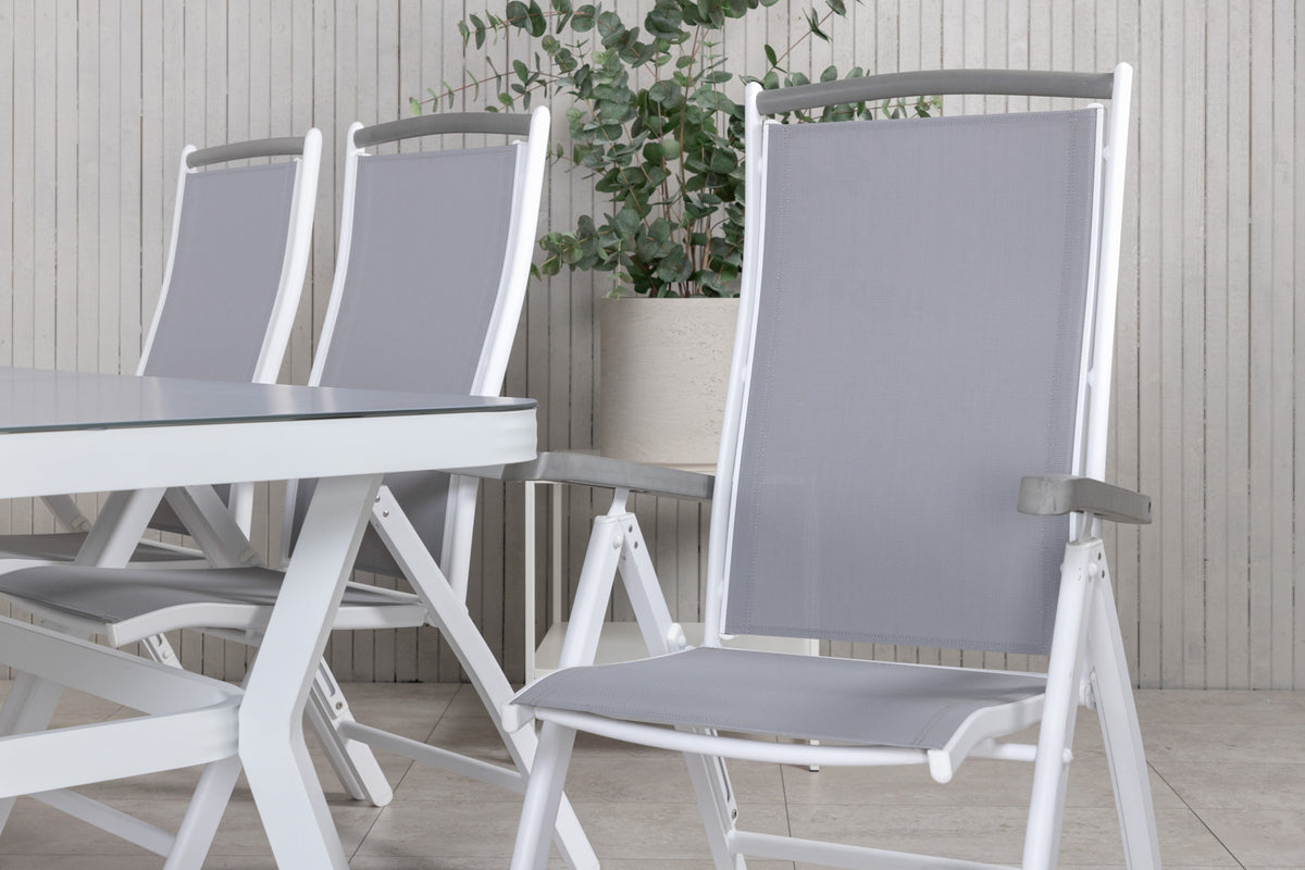 Venture Design Virya & Albany Rektangulära Matbord 200 x 100 Vit + Positionsstolar 2-pack Vit