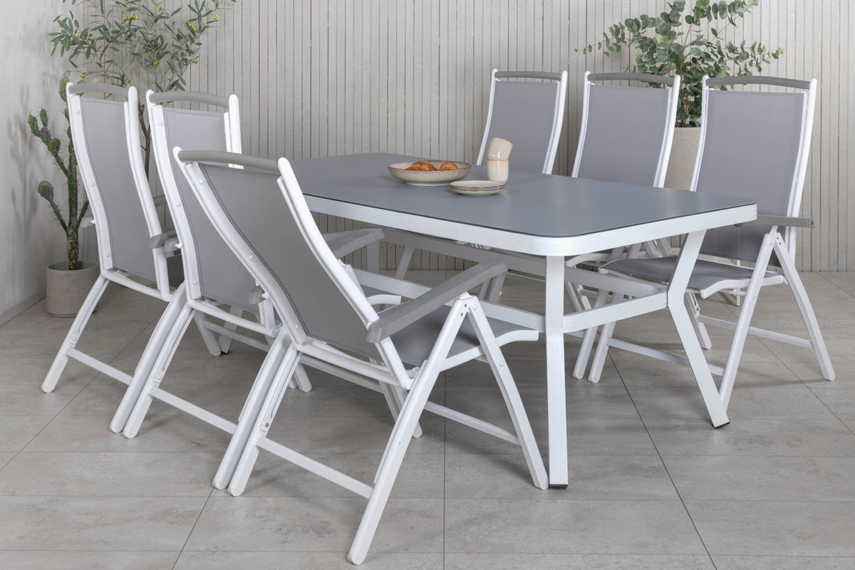 Venture Design Virya & Albany Rektangulära Matbord 200 x 100 Vit + Positionsstolar 2-pack Vit