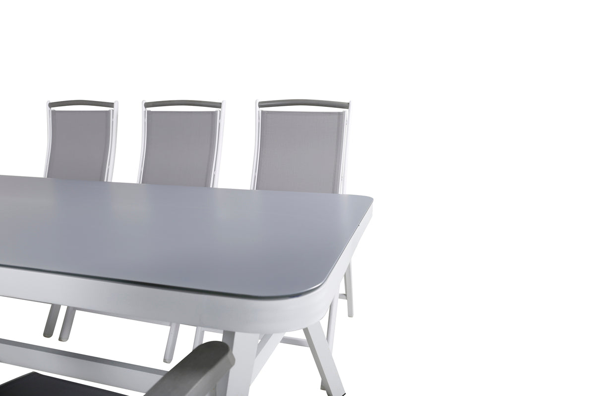 Venture Design Virya & Albany Rektangulära Matbord 200 x 100 Vit + Positionsstolar 2-pack Vit