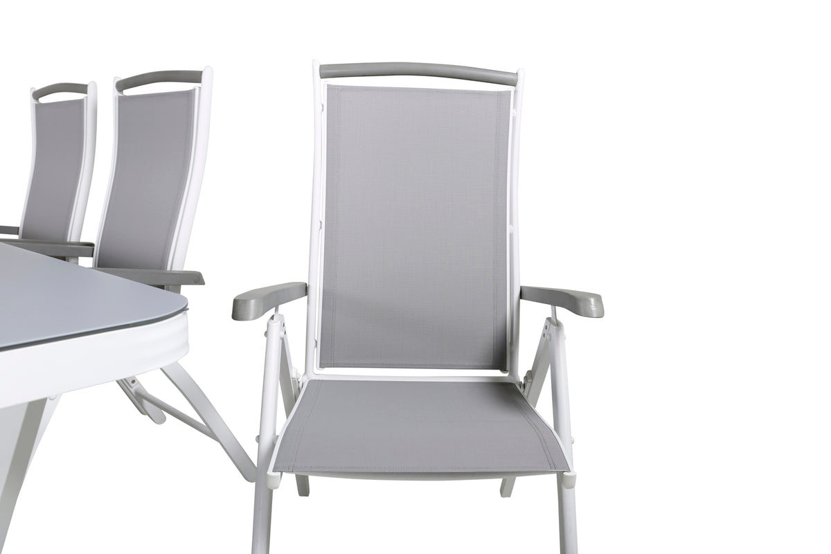 Venture Design Virya & Albany Rektangulära Matbord 200 x 100 Vit + Positionsstolar 2-pack Vit