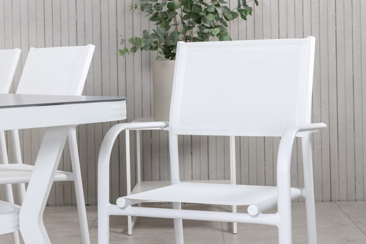 Venture Design Venture Home Virya & Santorini Matbord 200x100 + Matstolar Vit