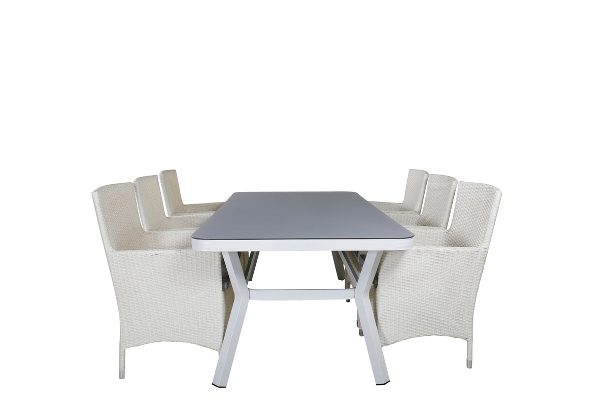Venture Design Virya & Malin Matbord 200x100 + Matstolar Vit