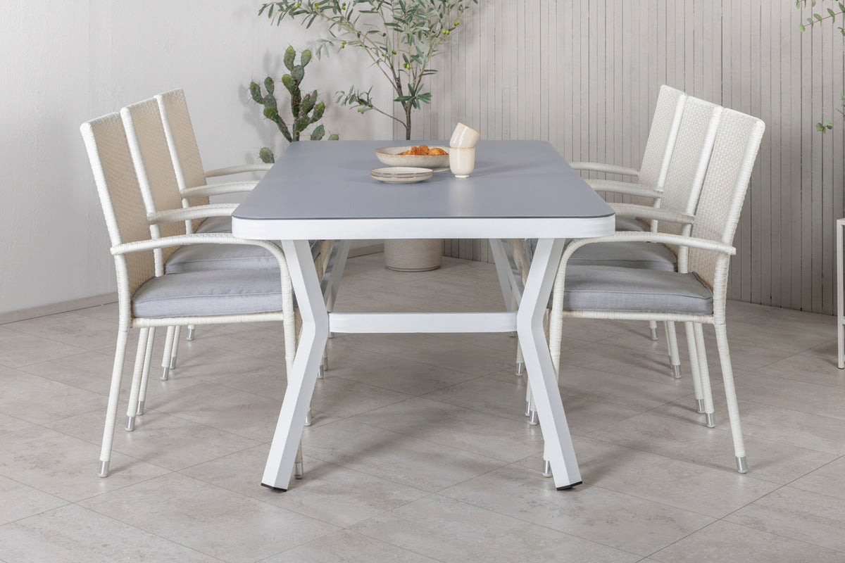 Venture Design Virya & Anna Matbord 200x100 + Matstolar Vit