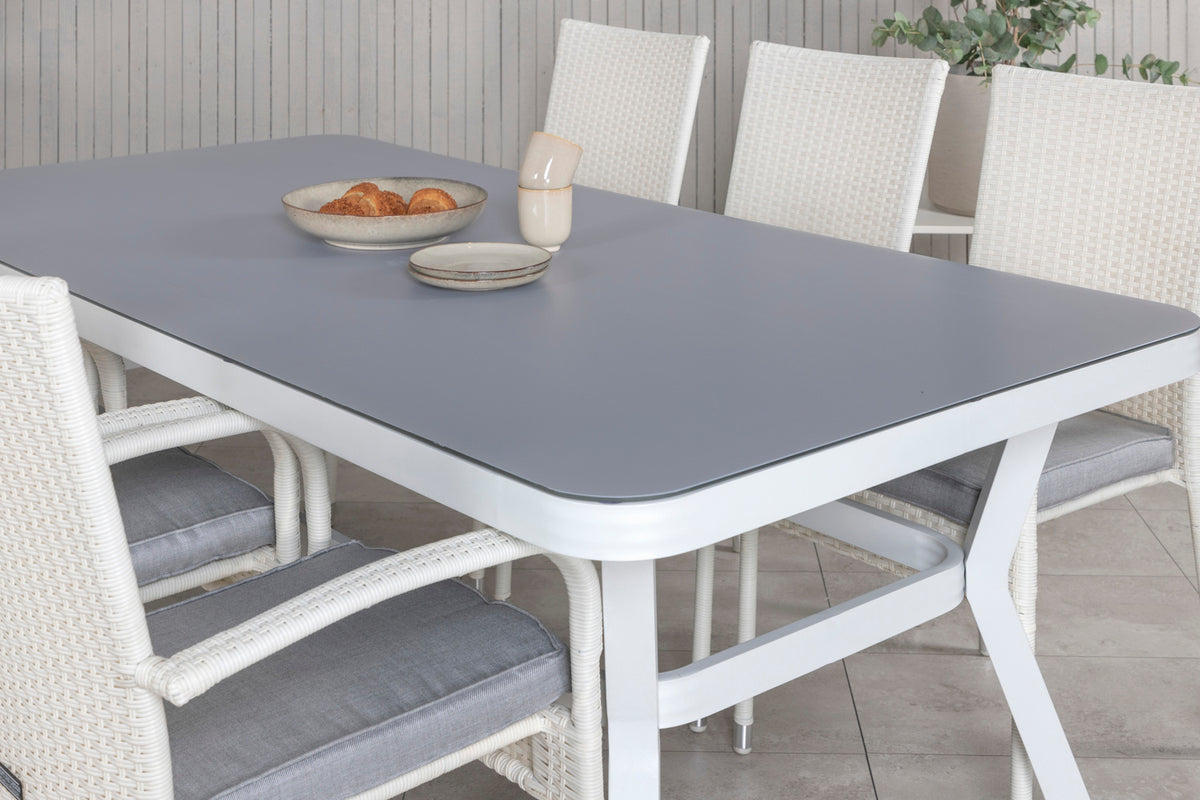 Venture Design Virya & Anna Matbord 200x100 + Matstolar Vit