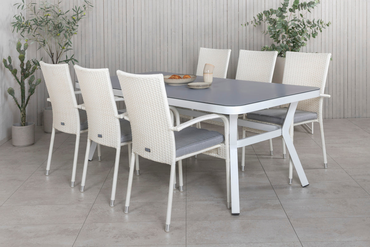 Venture Design Virya & Anna Matbord 200x100 + Matstolar Vit