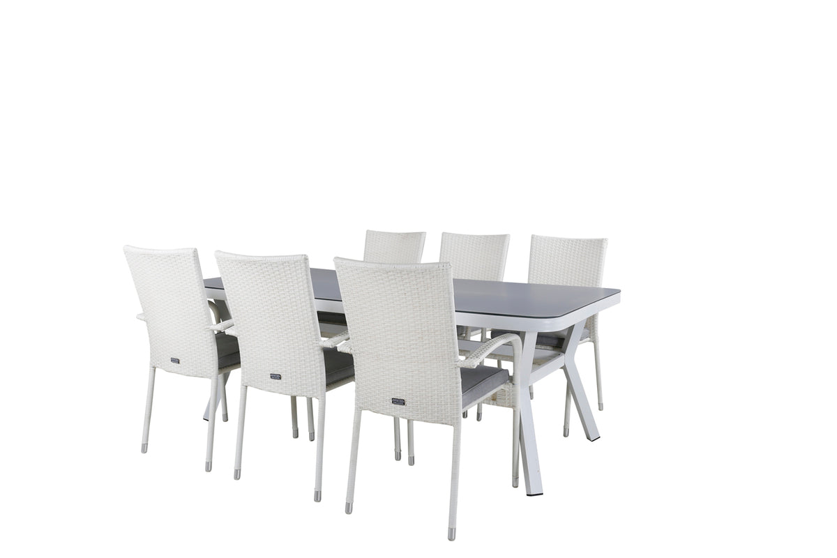 Venture Design Virya & Anna Matbord 200x100 + Matstolar Vit