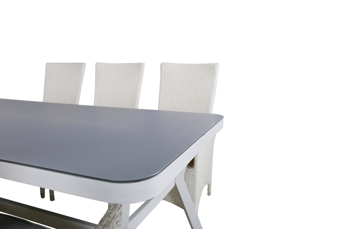 Venture Design Virya & Padova Matbord 200x100 + Reclinerstolar Vit