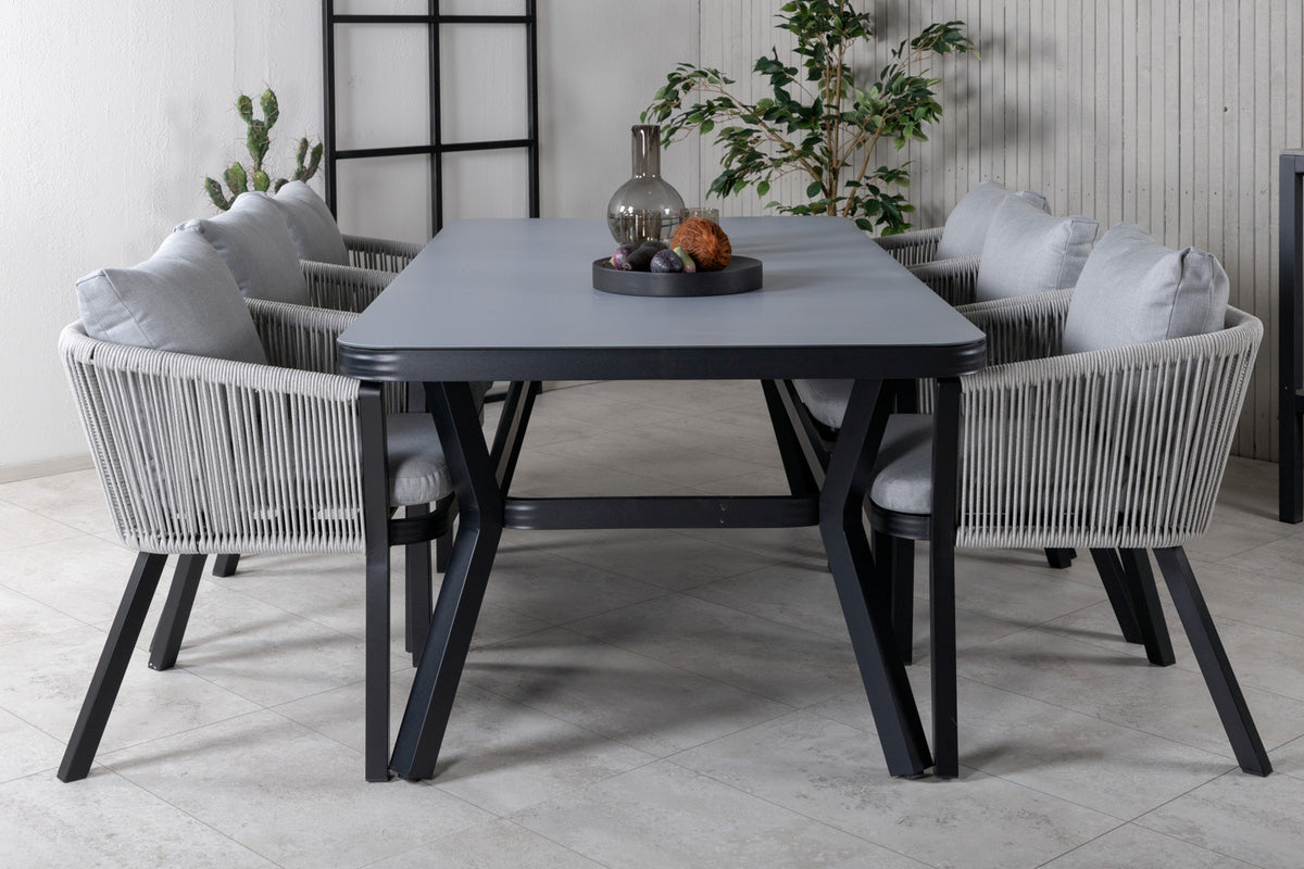 Venture Design Virya Rektangulära Matbord 200x100 Svart + Matstolar Svart