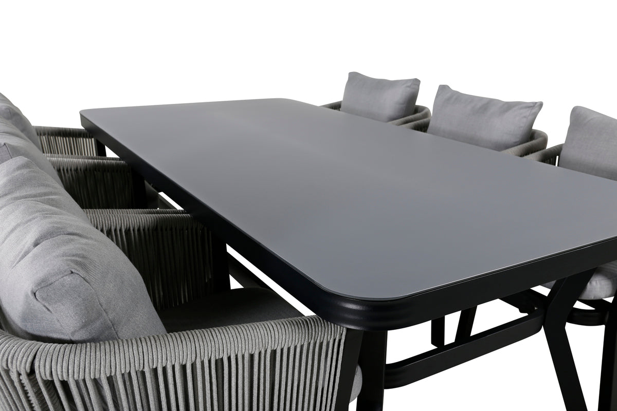 Venture Design Virya Rektangulära Matbord 200x100 Svart + Matstolar Svart