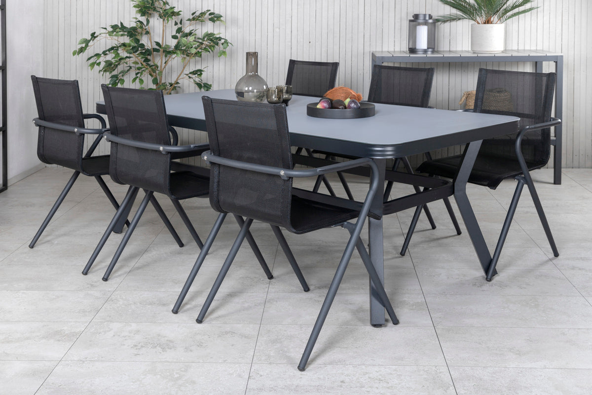 Venture Design Virya & Alina Matbord 200x100 + Matstolar Svart