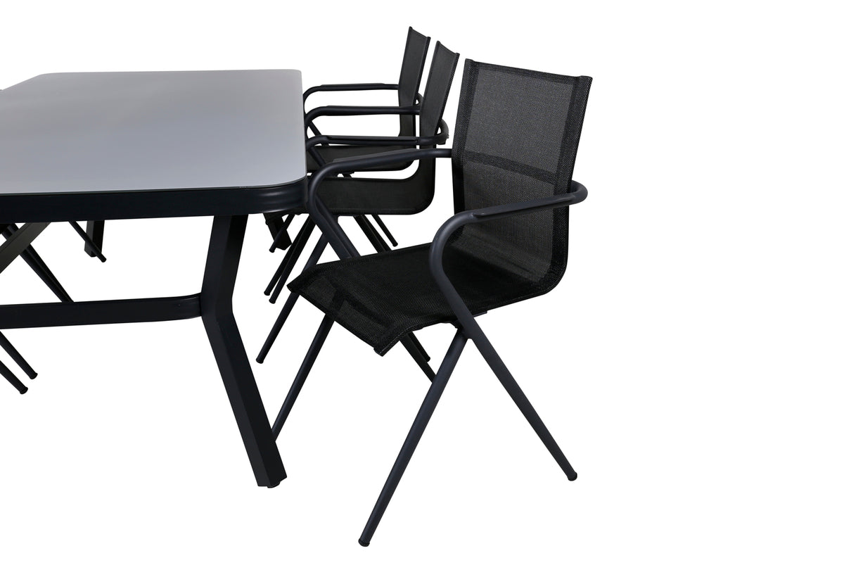 Venture Design Virya & Alina Matbord 200x100 + Matstolar Svart