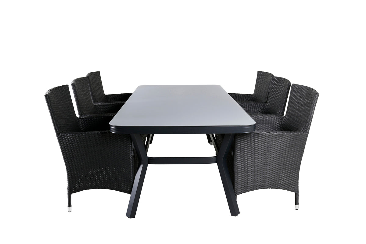 Venture Design Virya & Malin Matbord 200x100 + Matstolar Svart
