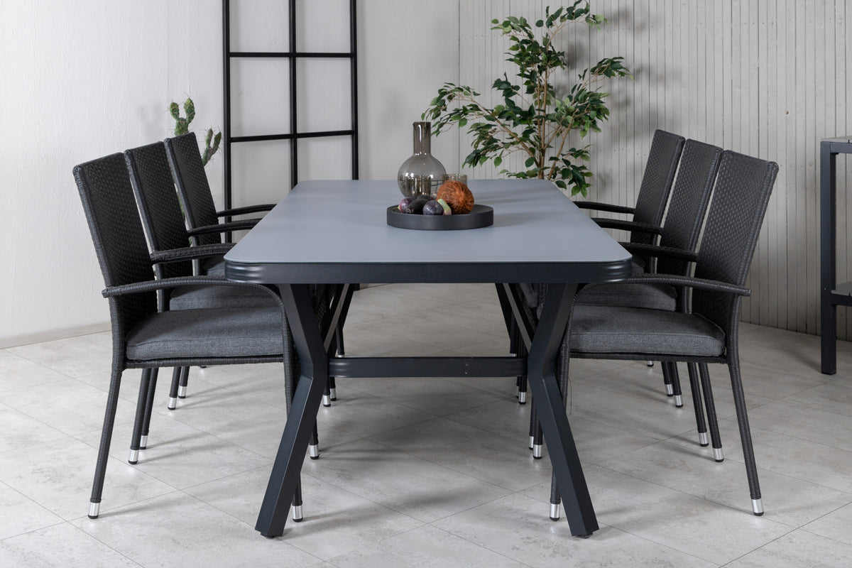 Venture Design Virya & Anna Rektangulära Matbord 200 x 100 Svart + Matstolar 2-pack Svart
