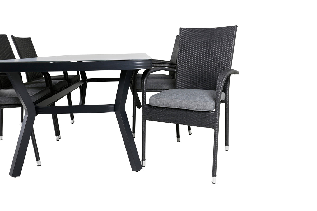 Venture Design Virya & Anna Rektangulära Matbord 200 x 100 Svart + Matstolar 2-pack Svart