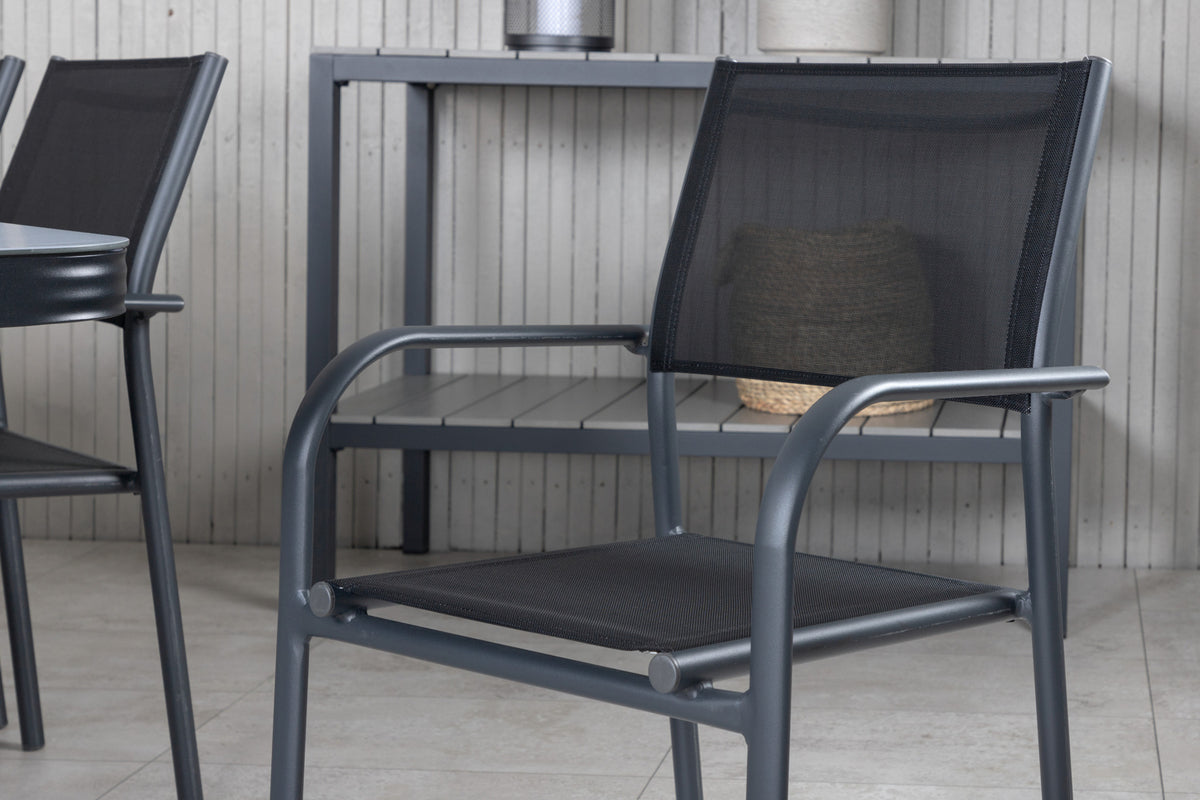 Venture Design Virya & Santorini Matbord 200x100 + Matstolar Svart