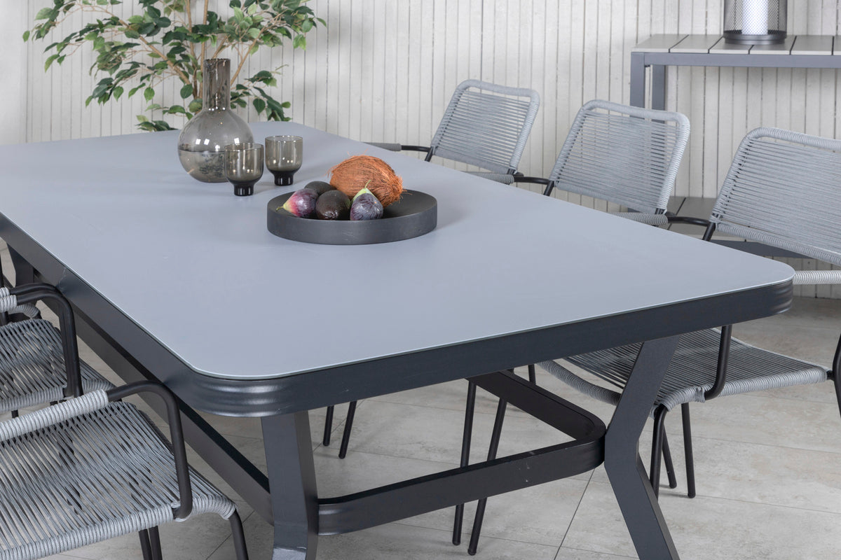 Venture Design Virya & Lindos Matbord 200x100 + Matstolar Grå