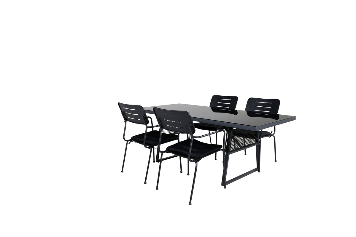 Venture Design Nicke & Dallas Matstolar Svart + Matbord 193x90
