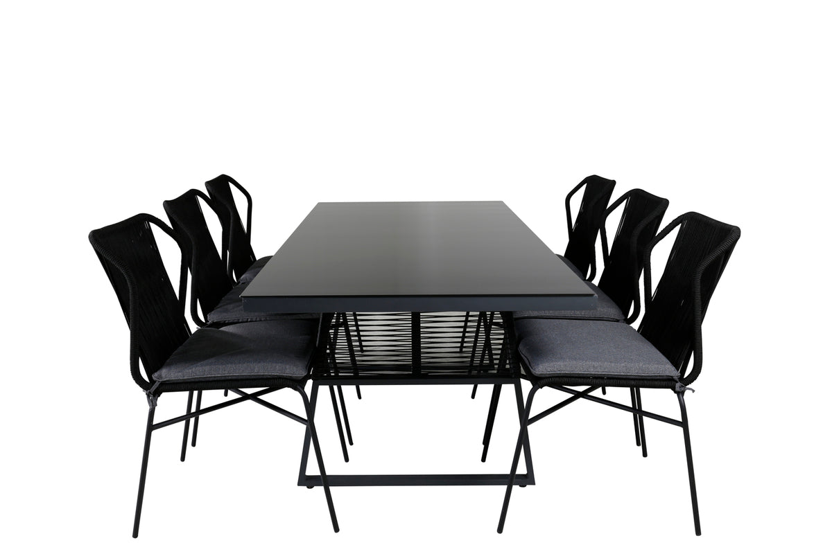 Venture Design Julian & Dallas Matstolar Svart + Matbord 193x90