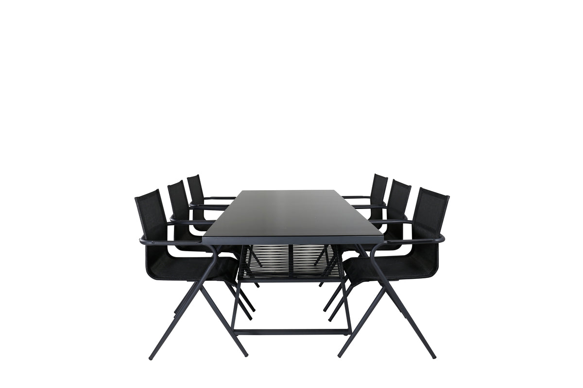 Venture Design Dallas & Alina Matbord 193x90 + Matstolar Svart