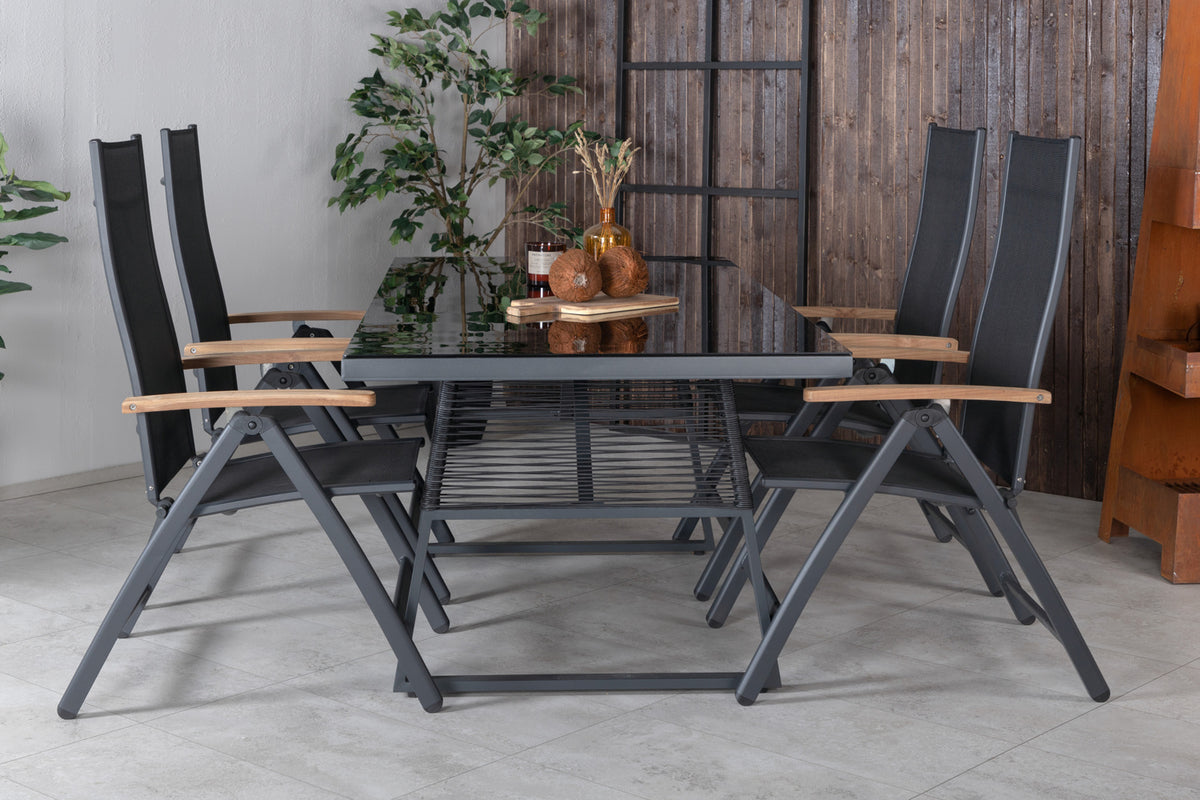 Venture Design Dallas & Panama Matbord 193x90 + Positionsstolar Svart