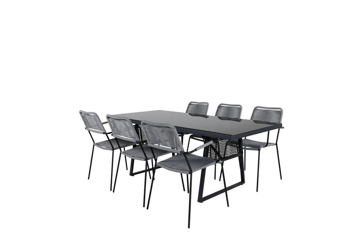 Venture Design Dallas & Lindos Matbord 193x90 + Matstolar Grå
