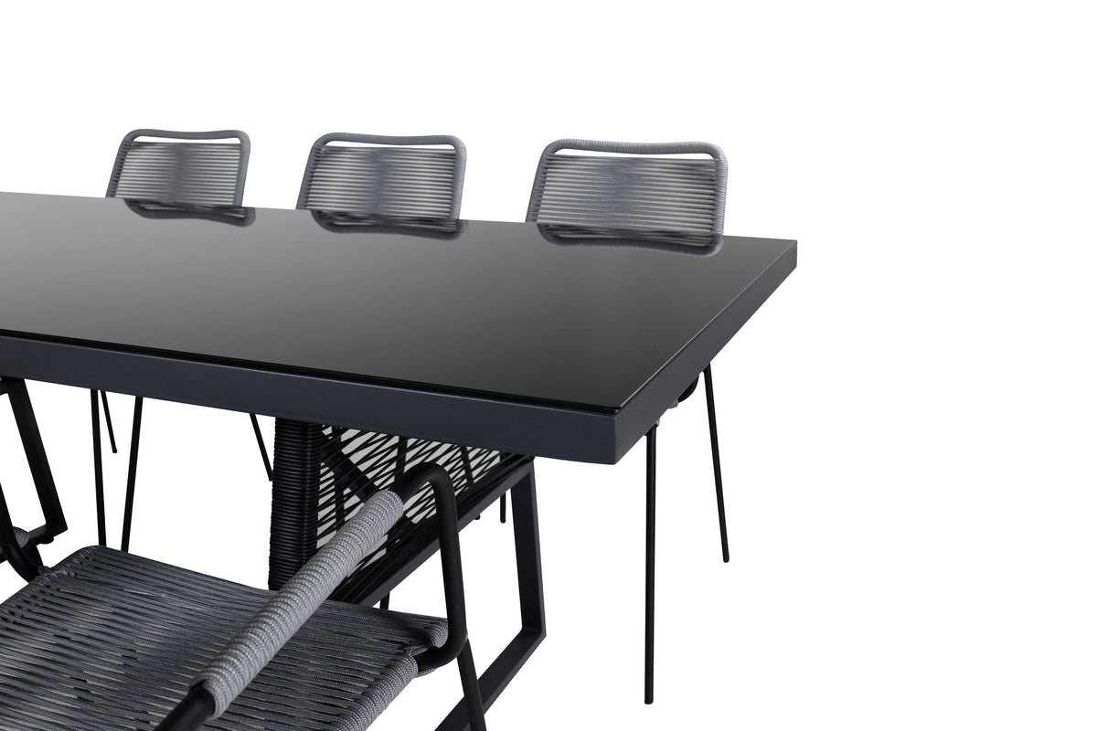 Venture Design Dallas & Lindos Matbord 193x90 + Matstolar Grå