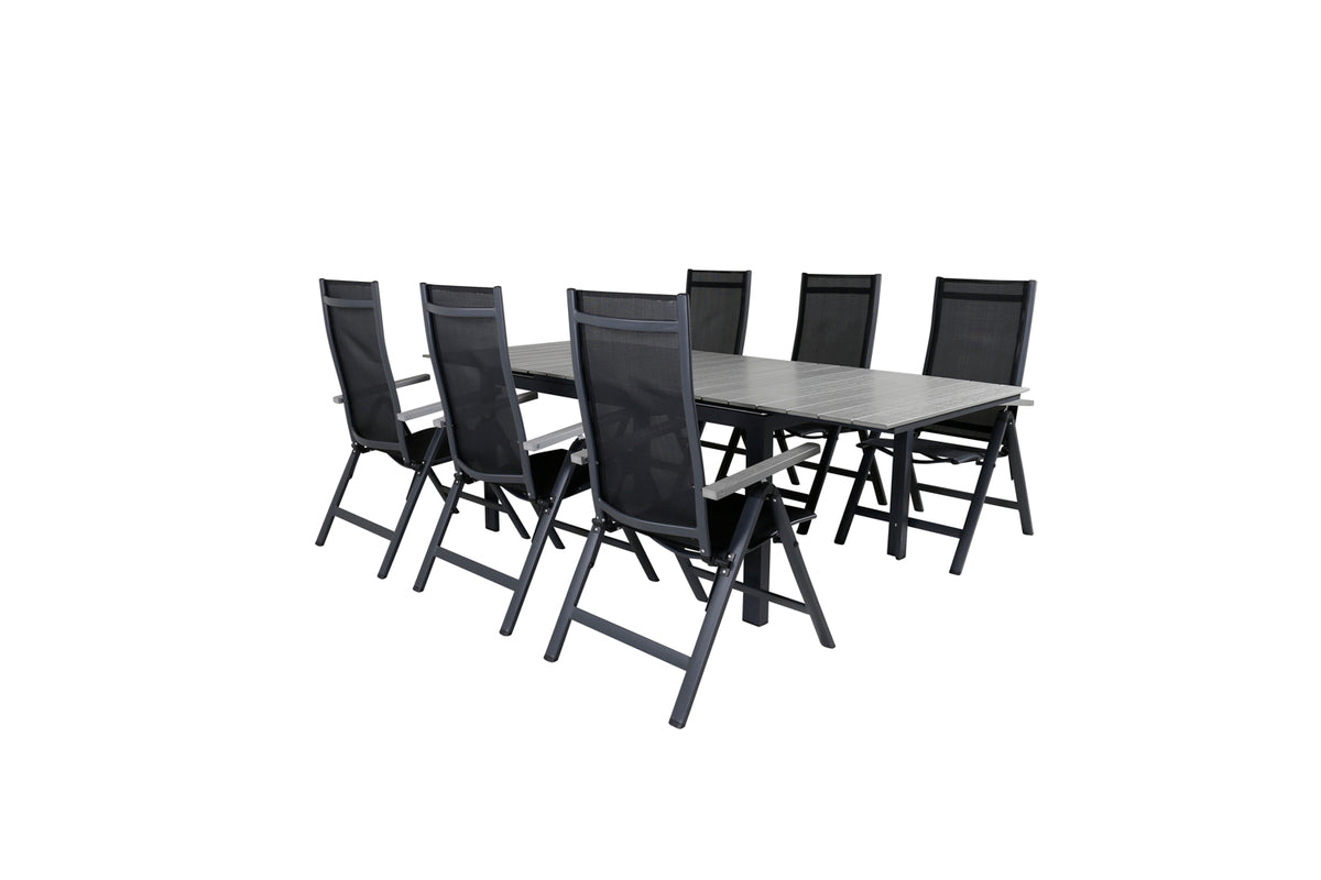 Venture Design Albany & Levels Positionsstolar Svart + Rektangulära Matbord 160x100x75 Svart