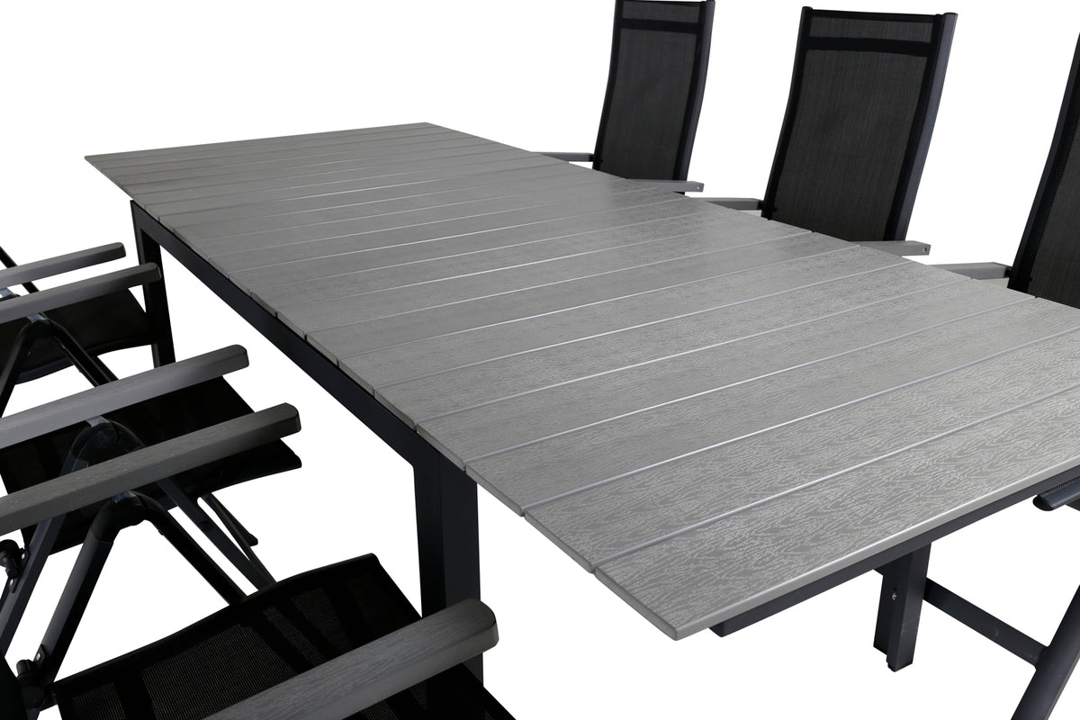 Venture Design Albany & Levels Positionsstolar Svart + Rektangulära Matbord 160x100x75 Svart