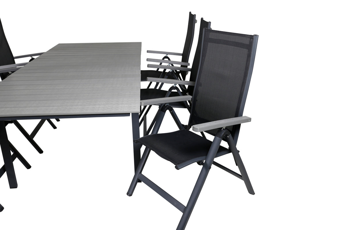 Venture Design Albany & Levels Positionsstolar Svart + Rektangulära Matbord 160x100x75 Svart