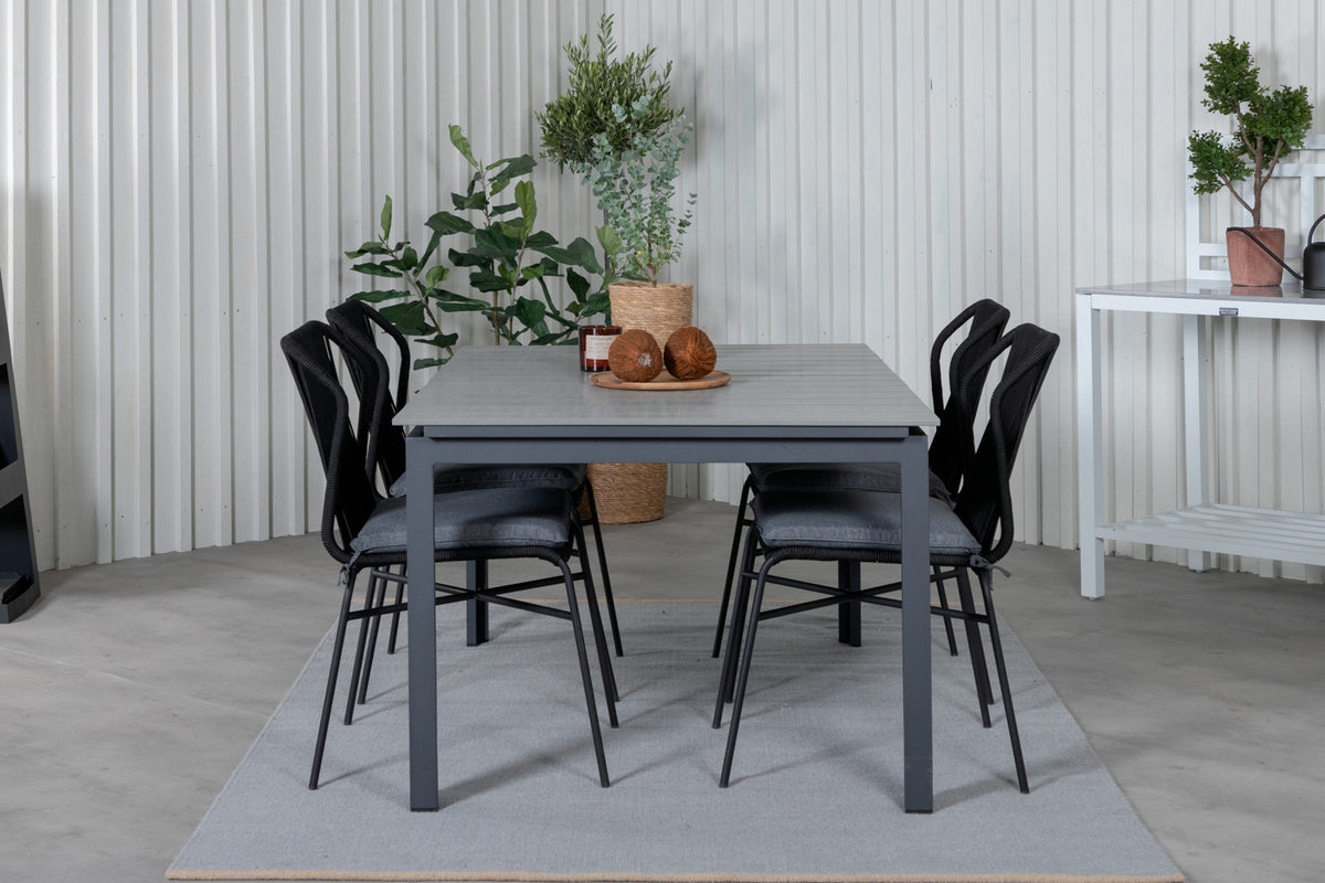 Venture Design Julian & Levels Matstolar Svart + Matbord 160x100x75