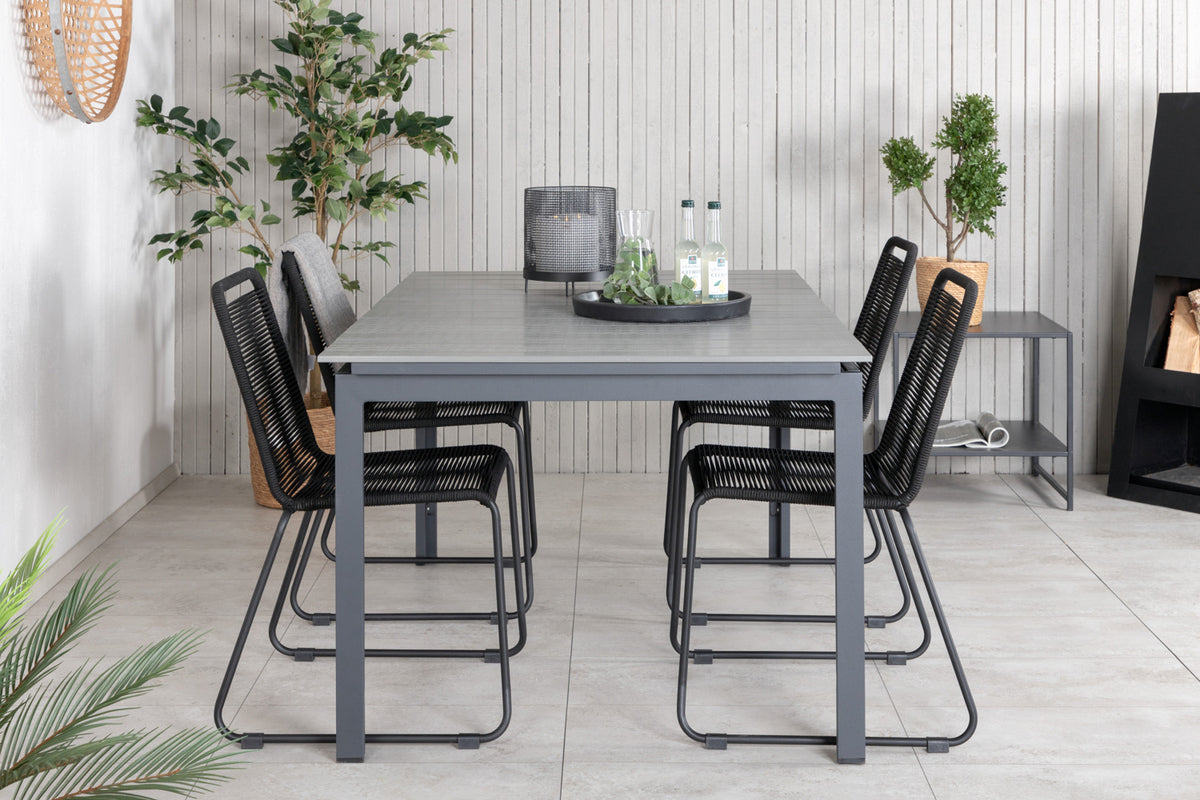 Venture Design Levels & Lindos Matbord 160x100x75 + Matstolar Svart