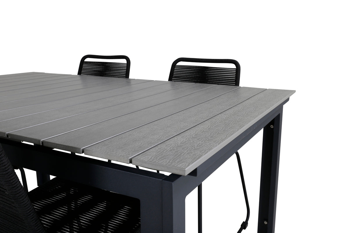 Venture Design Levels & Lindos Matbord 160x100x75 + Matstolar Svart