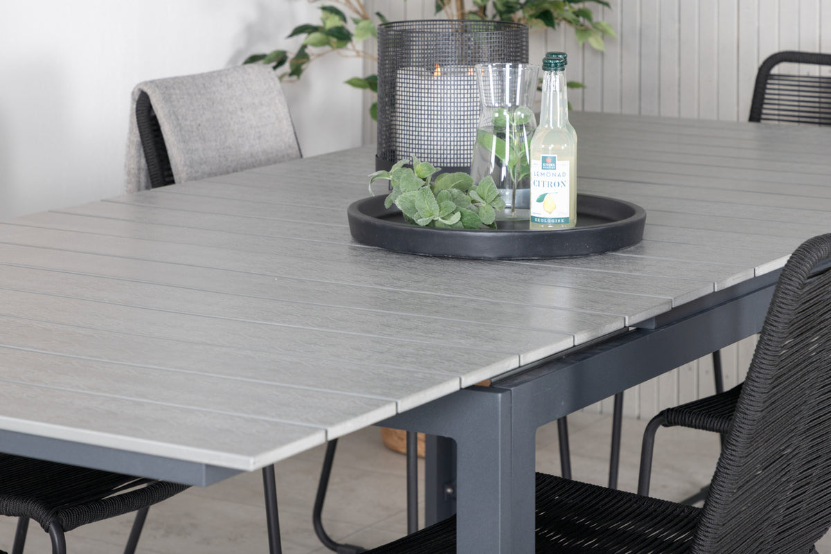 Venture Design Levels & Lindos Matbord 160x100x75 + Matstolar Svart