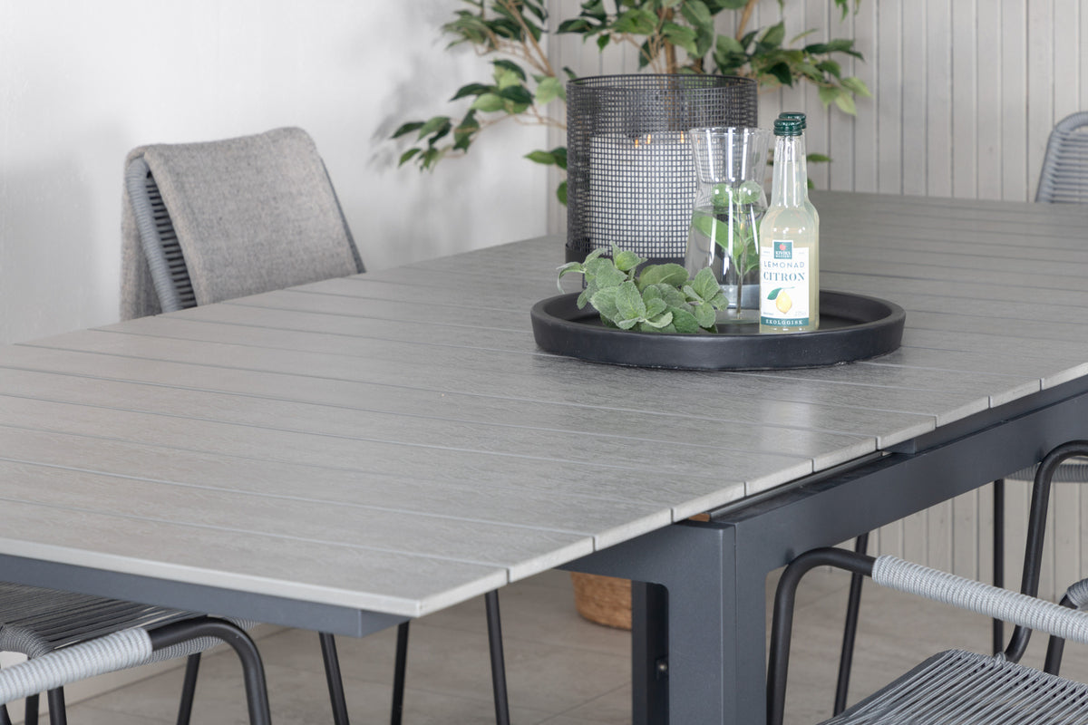 Venture Design Levels & Lindos Matbord 160x100x75 + Matstolar Grå