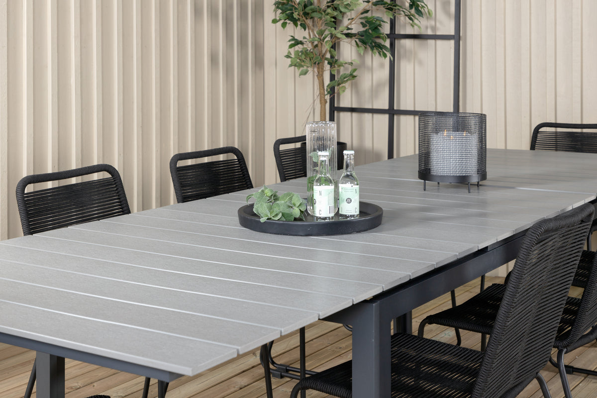 Venture Design Levels & Lindos Rektangulära Matbord 229x100x75 Svart + Matstolar Svart