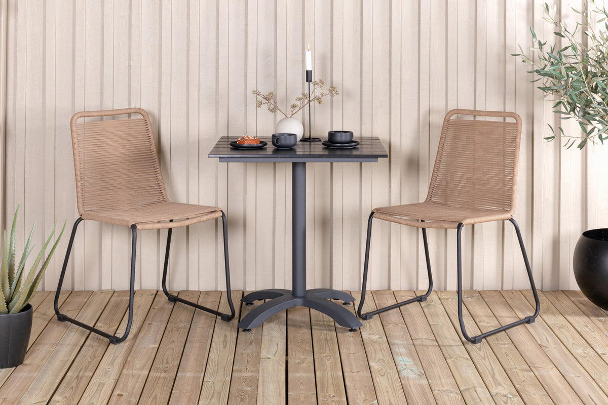 Venture Design Colorado & Lindos Cafébord 70x70 + Matstolar Brun