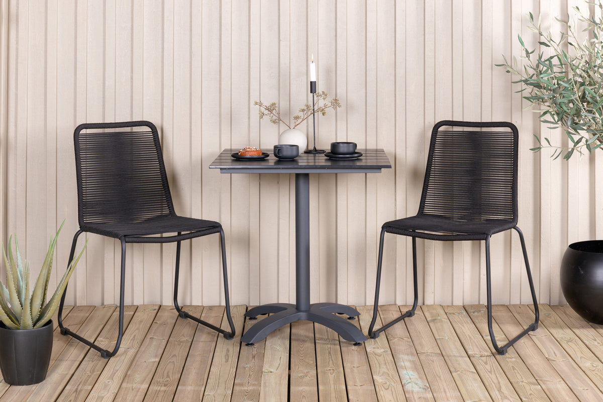 Venture Design Colorado & Lindos Cafébord 70x70 + Matstolar Svart