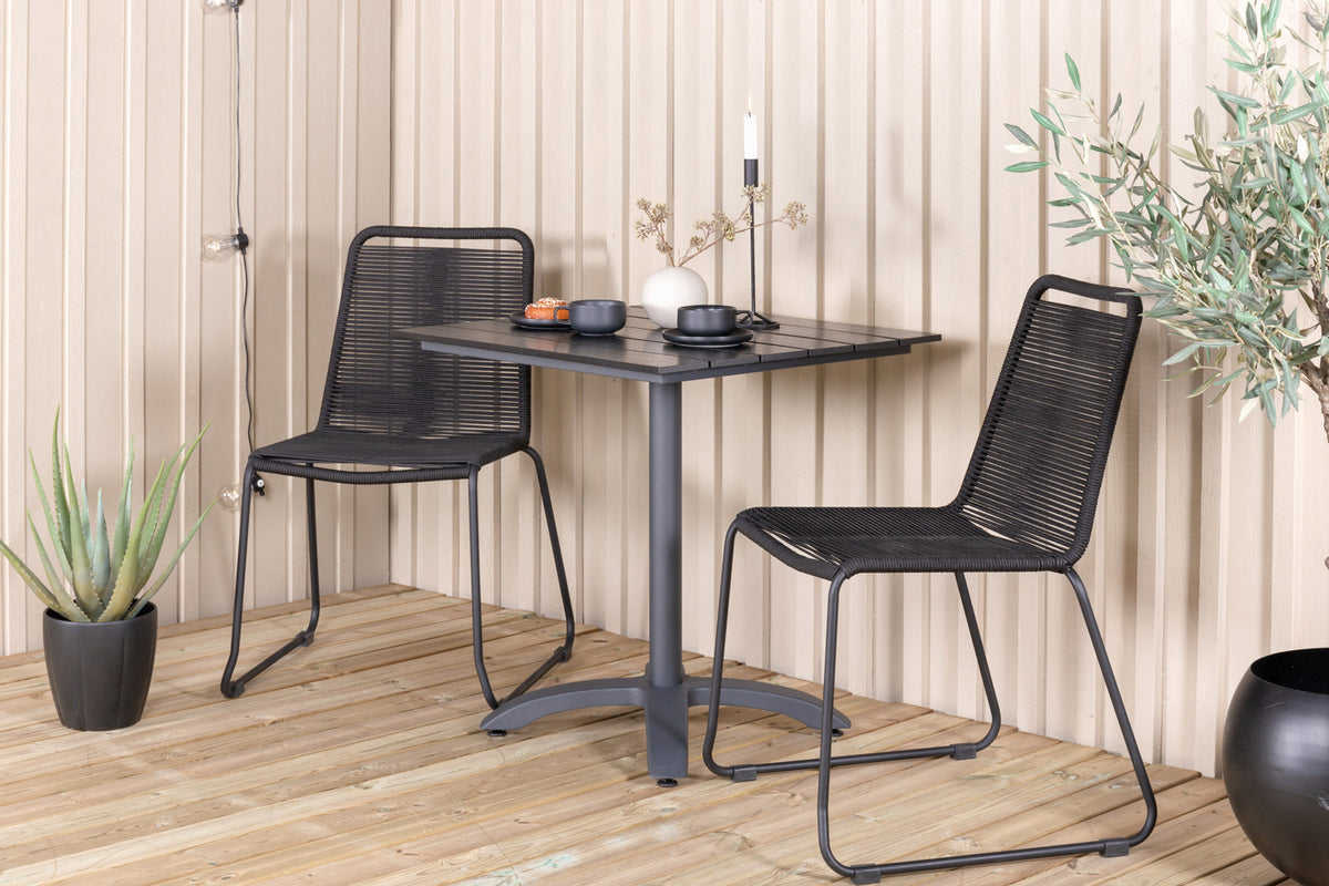 Venture Design Colorado & Lindos Cafébord 70x70 + Matstolar Svart