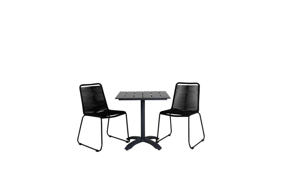 Venture Design Colorado & Lindos Cafébord 70x70 + Matstolar Svart