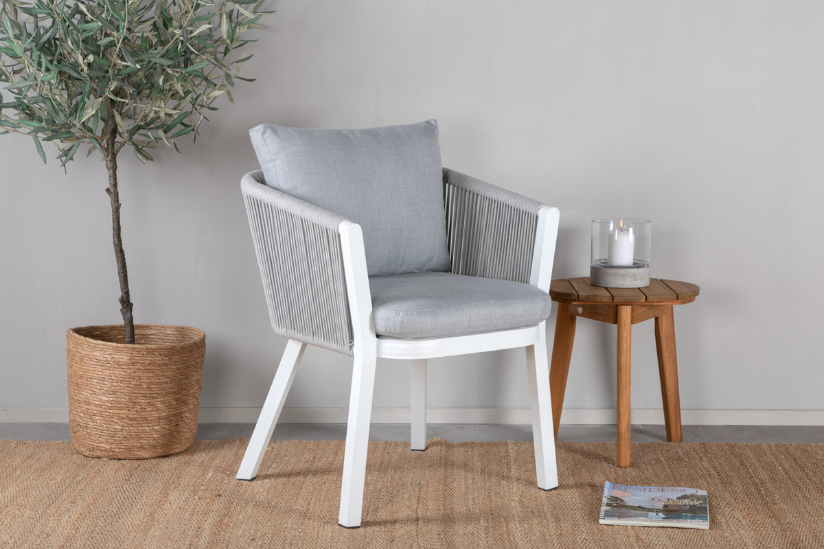 Venture Design Virya & Albany Matstolar 2-pack Grå + Rektangulära Matbord 74 x 152 x 90 Vit