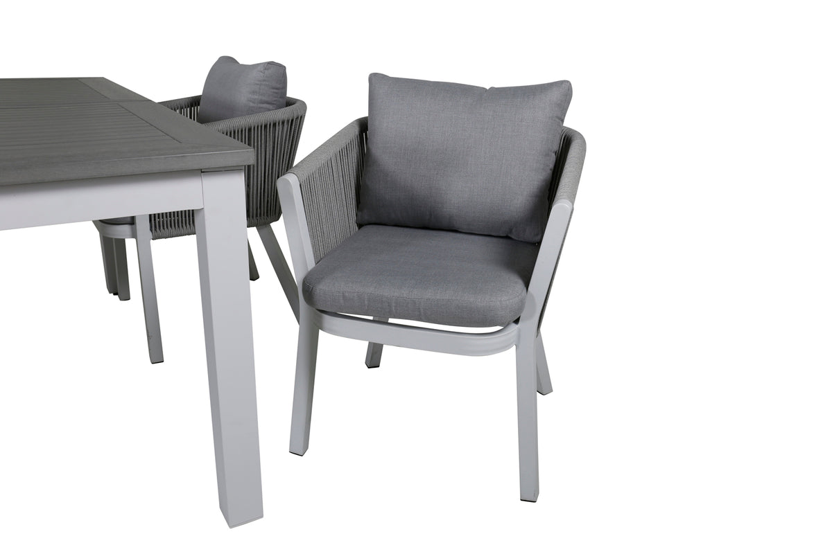 Venture Design Virya & Albany Matstolar 2-pack Grå + Rektangulära Matbord 74 x 152 x 90 Vit