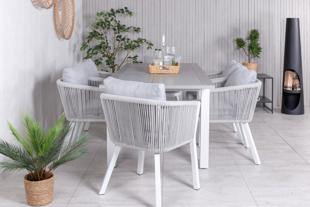 Venture Design Virya & Albany Matstolar 2-pack Grå + Rektangulära Matbord 74 x 152 x 90 Vit