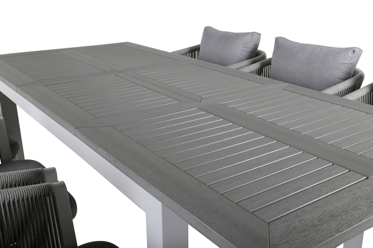Venture Design Virya & Albany Matstolar 2-pack Grå + Rektangulära Matbord 74 x 152 x 90 Vit