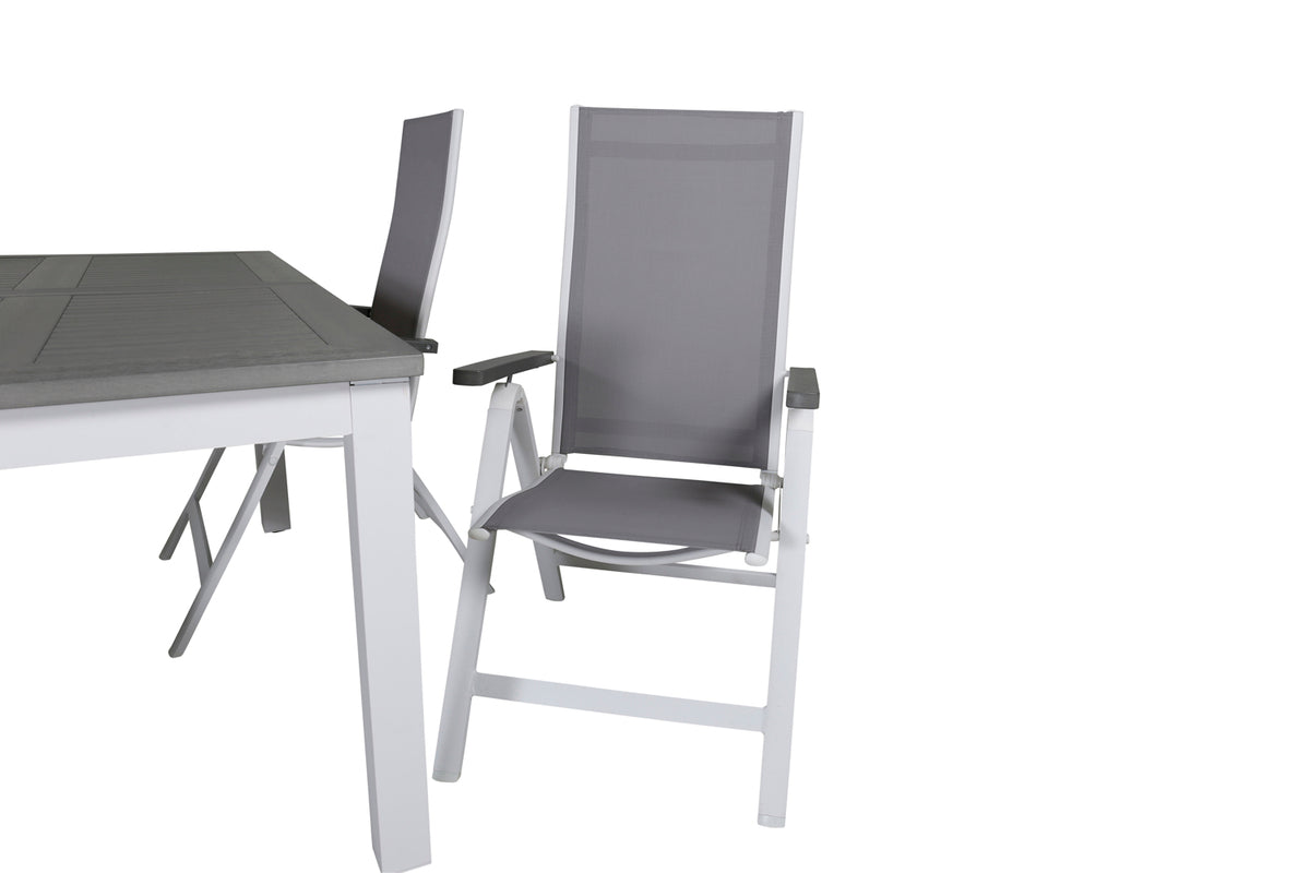 Venture Design Albany Positionsstolar 2-pack Grå + Rektangulära Matbord 74 x 152 x 90 Vit